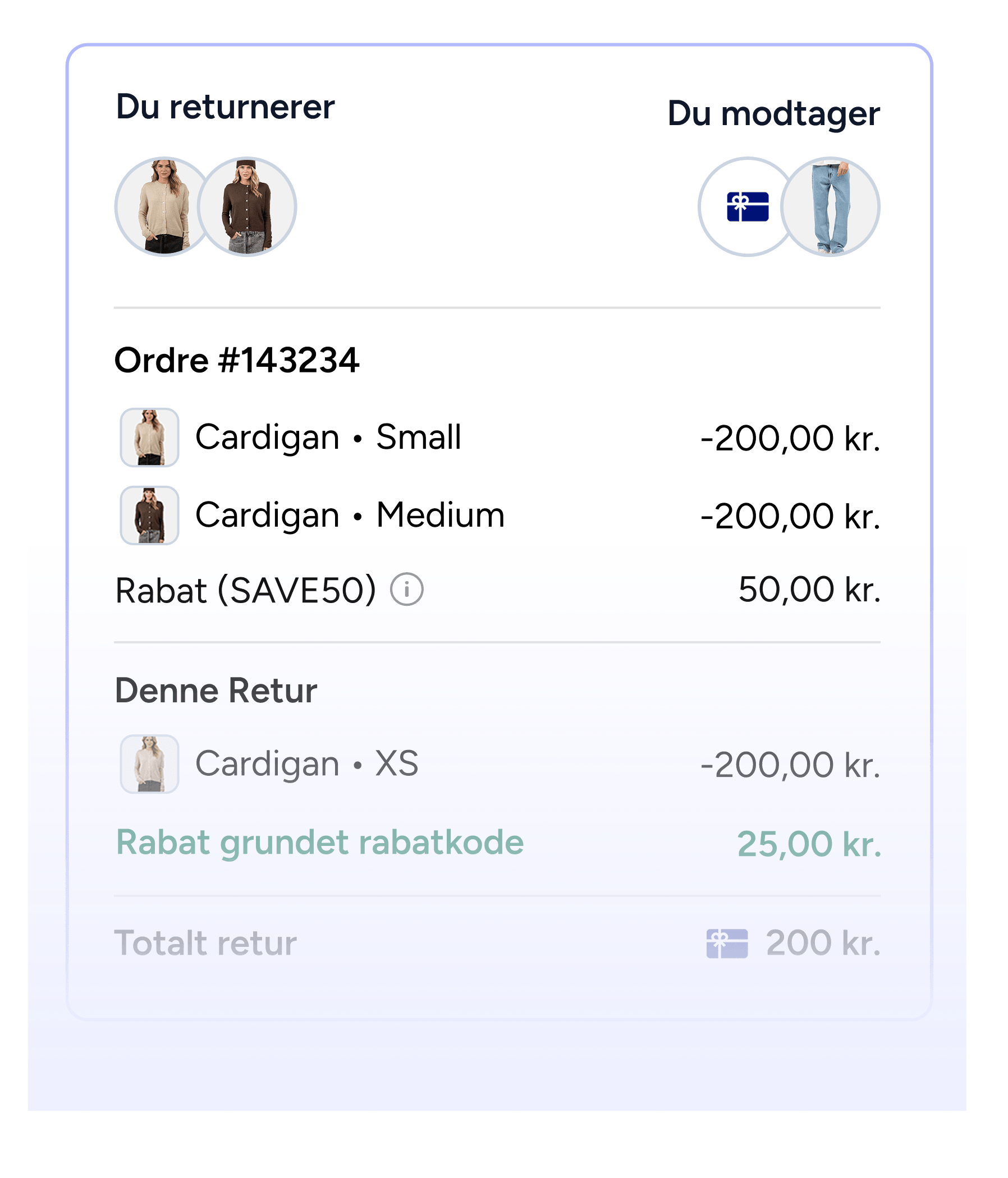 Match af prisdifference, ordre- og produktrabatter